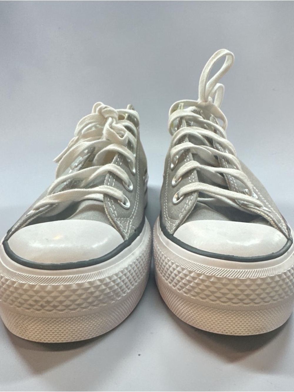 Converse Low Top Platform Sneakers in Light Gray and White - Picture 2 of 8